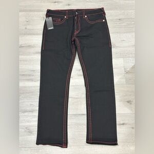 True Religion Black Jeans with Red Stitching